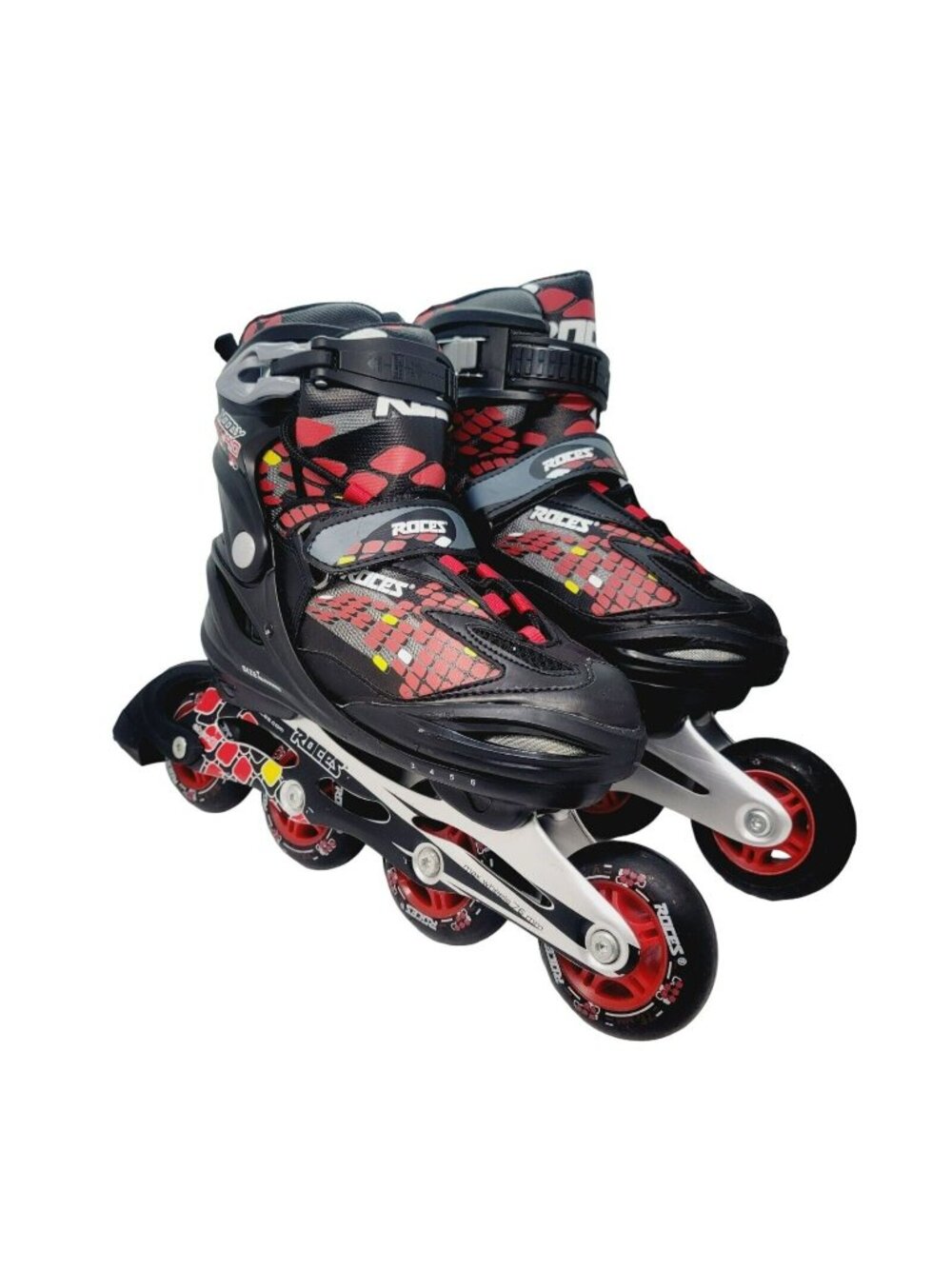 Roces Kids LAB Adjustable Inline Skates Size 4-7 Black Red Rollerblades MP 230-2